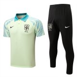 22/23 Brazil Grass Green Soccer Training Suit Polo + Pants Mens