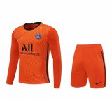 20/21 PSG Goalkeeper Orange Long Sleeve Man Soccer Jersey + Shorts Set