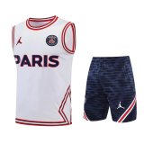 22/23 PSG x Jordan White Soccer Training Suit Singlet + Short Mens