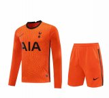 20/21 Tottenham Hotspur Goalkeeper Orange Long Sleeve Man Soccer Jersey + Shorts Set