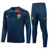 2023 Portugal Royal Blue Soccer Training Suit Sweatshirt + Pants Mens