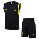23/24 Juventus Black Soccer Training Suit Singlet + Short Mens