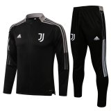 21/22 Juventus Black - Grey Soccer Training Suit Jacket + Pants Mens