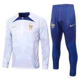 2022 France White - Blue Soccer Training Suit Mens