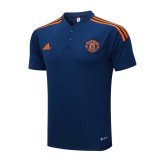 22-23 Manchester United Deep Blue Soccer Polo Jersey Mens