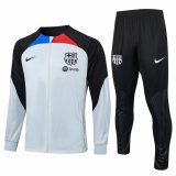 23/24 Barcelona Grey - Black Soccer Training Suit Jacket + Pants Mens