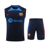 22/23 Barcelona Navy Soccer Training Suit Singlet + Short Mens