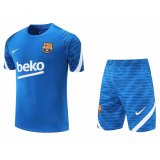 21/22 Barcelona Blue Soccer Training Suit Jersey+Short Mens