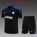 24/25 Inter Milan Black Soccer Training Suit Jersey + Short Kids