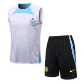 21/22 Inter Milan White Soccer Training Suit Singlet + Short Mens