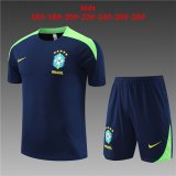 23/24 Brazil Royal Soccer Training Suit Jersey + Short Kids