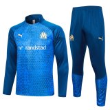23/24 Olympique Marseille Blue Pyramids Soccer Training Suit Sweatshirt + Pants Mens