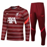 21/22 Liverpool Burgundy Stripe Soccer Training Suit Mens