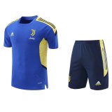 21/22 Juventus Blue Soccer Training Suit Jersey + Short Mens