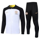 23/24 Chelsea White - Black Soccer Training Suit Jacket + Pants Mens
