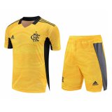 21/22 Flamengo Goalkeeper Yellow Soccer Kit (Jersey + Short) Mens