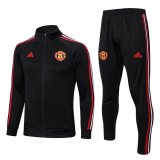 22/23 Manchester United Black Soccer Training Suit Jacket + Pants Mens