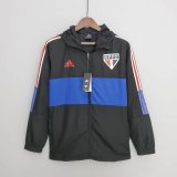 22/23 Sao Paulo FC Black - Blue Soccer Windrunner Jacket Mens