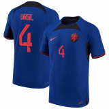 (VIRGIL #4 Player Version ) 2022 Netherlands Away Soccer Jersey Mens