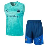 23/24 Olympique Marseille Green Soccer Training Suit Jersey + Short Mens
