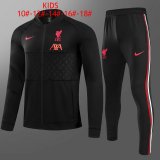 21/22 Liverpool Black Stripes Soccer Traning Suit (Jacket + Pants) Kids