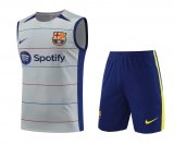 23/24 Barcelona Grey Soccer Training Suit Singlet + Short Mens
