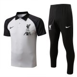 22/23 Liverpool Light Grey Soccer Training Suit Polo + Pants Mens