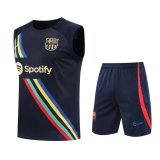 22/23 Barcelona Black Soccer Training Suit Singlet + Short Mens