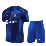23/24 Barcelona Blue Soccer Training Suit Jersey + Short Mens