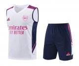 23/24 Arsenal White Soccer Training Suit Singlet + Short Mens