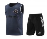 23/24 Inter Miami C.F. Dark Grey Soccer Training Suit Singlet + Short Mens