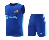 23/24 Barcelona Blue Soccer Training Suit Singlet + Short Mens