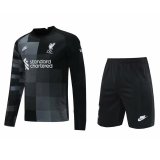 21/22 Liverpool Goalkeeper Black Long Sleeve Soccer Jersey + Short Mens