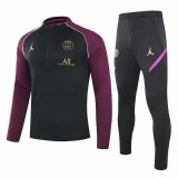 2020-21 PSG x Jordan Black - Purple Men Soccer Training Suit