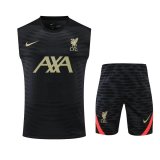 22/23 Liverpool Black Soccer Singlet + Shorts Mens