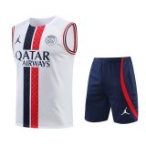 23/24 PSG x Jordan White Soccer Training Suit Singlet + Short Mens