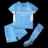 21/22 Manchester City Home Kids Soccer Jersey+Short+Socks