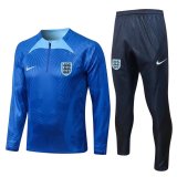 22/23 England Blue 3D Print Soccer Training Suit Mens