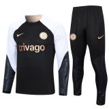 23/24 Chelsea Black Soccer Training Suit Sweatshirt + Pants Mens