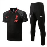 22/23 Liverpool Black Soccer Training Suit Polo + Pants Mens