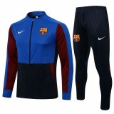 21/22 Barcelona Blue - Black Soccer Training Suit Jacket + Pants Mens