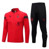 22/23 AC Milan Red Soccer Training Suit Jacket + Pants Mens