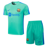 23/24 Barcelona Turquoise Green Soccer Training Suit Jersey + Short Mens