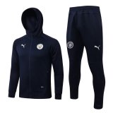 21/22 Manchester City Hoodie Royal Soccer Training Suit Jacket + Pants Mens