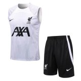 21/22 Liverpool White Soccer Training Suit Singlet + Short Mens