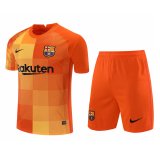 21/22 Barcelona Goalkeeper Orange Soccer Kit (Jersey + Short) Mens