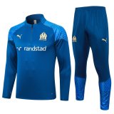23/24 Olympique Marseille Blue Soccer Training Suit Sweatshirt + Pants Mens