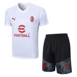 23/24 AC Milan White Soccer Training Suit Jersey + Short Mens