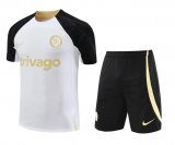 23/24 Chelsea White Soccer Training Suit Jersey + Short Mens