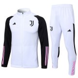 23/24 Juventus White Soccer Training Suit Jacket + Pants Mens